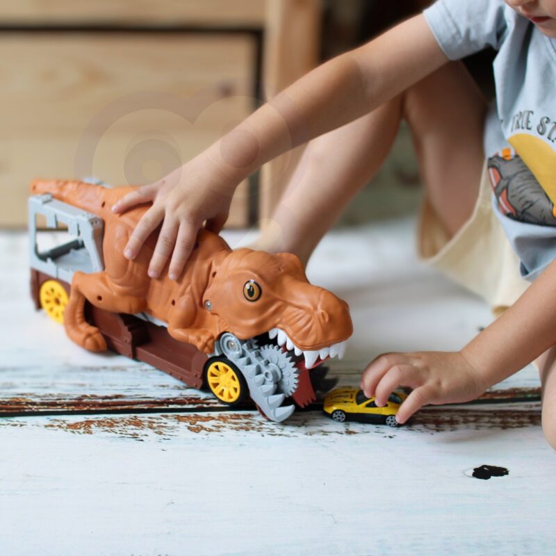 Dinozaur - wyrzutnia samochodów + auto, zabawka dla dzieci, Woopie