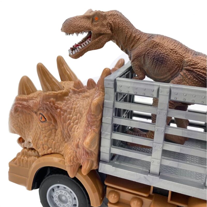 Samochód zdalnie sterowany rc - dinozaur brązowy + figurka, zabawka dla dzieci, Woopie