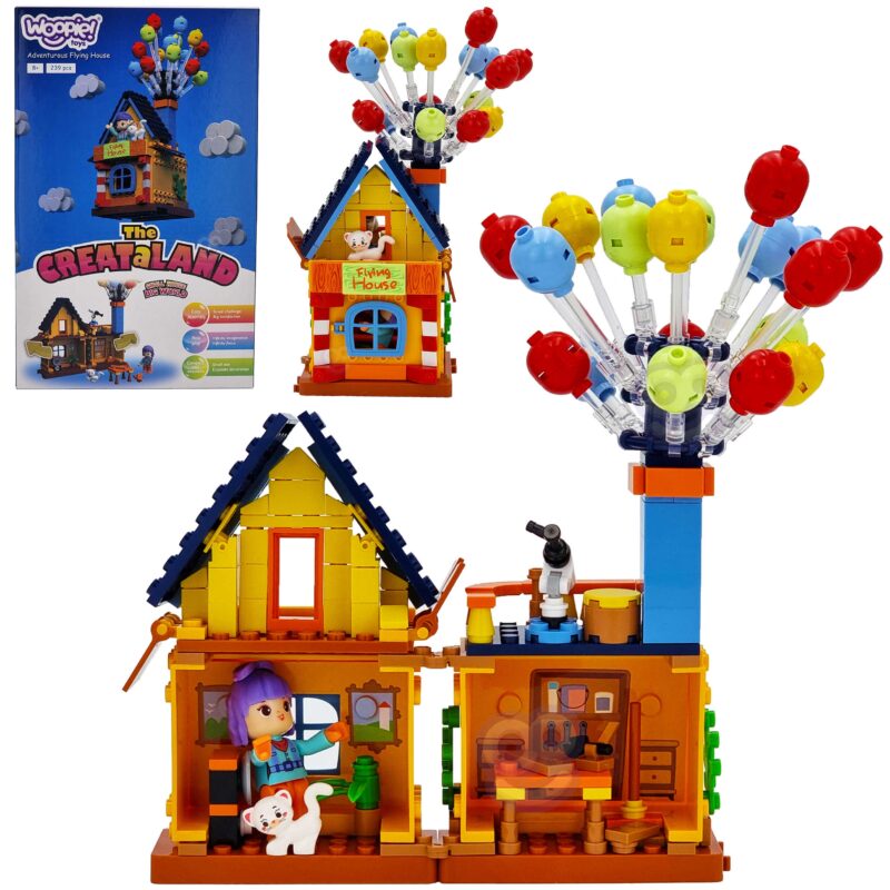 Klocki dla dzieci - latający dom z balonami, 240 elementów, zabawka dla dzieci, Woopie