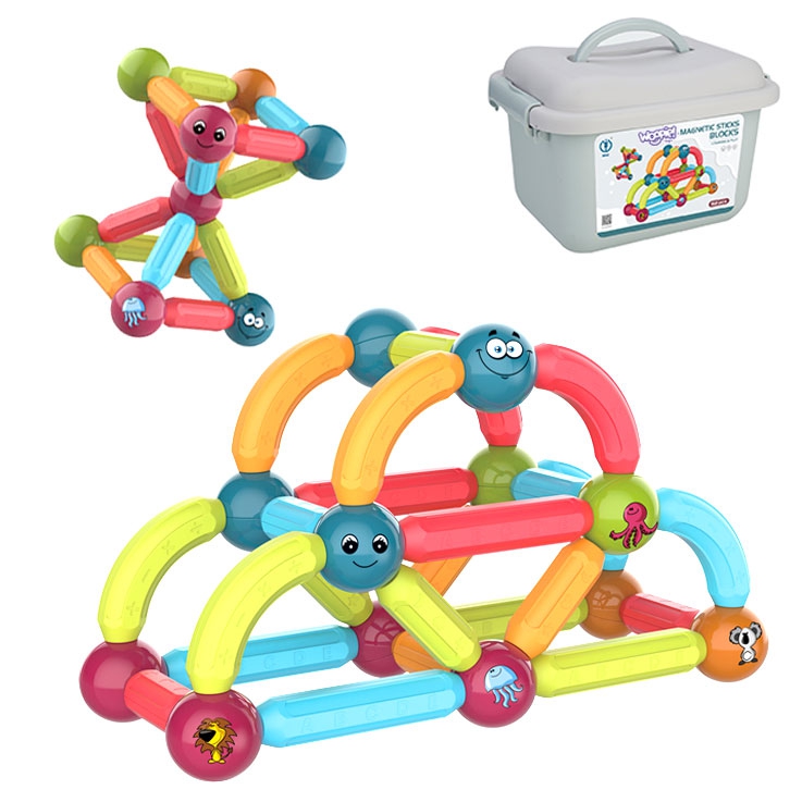 Magnetyczne klocki konstrukcyjne edukacyjne 52 el., zabawka dla dzieci, Woopie