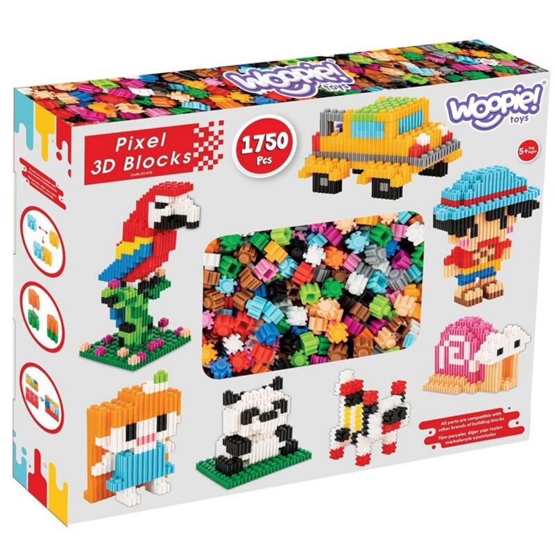 Klocki konstrukcyjne 3d pixel, 1750 elementów, zabawka dla dzieci, Woopie