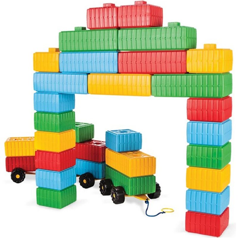 Klocki konstrukcyjne - zestaw z samochodzikiem, 43 elementy, zabawka dla dzieci, Woopie
