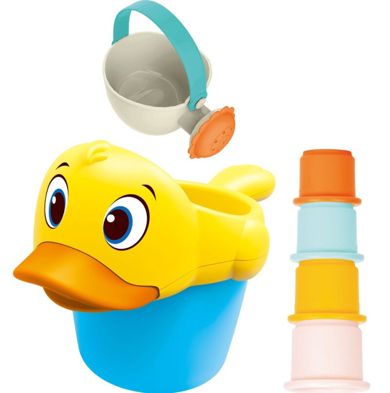 Baby zabawka do wody kąpieli wiaderko z kaczką i konewką + kubeczki, zabawka dla dzieci, Woopie