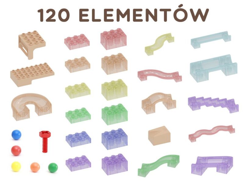 Zestaw konstrukcyjny tor dla piłek tablica STEM 120elementów, zabawka dla dzieci, Masterkidz