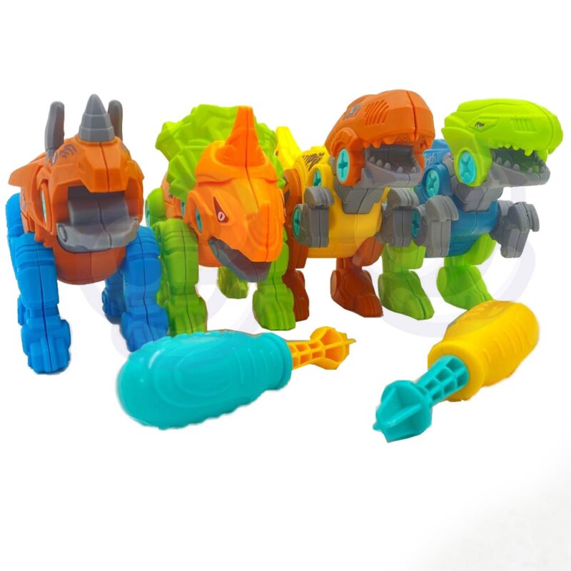 Zestaw dinozaury do skręcania 4 szt. zestaw konstrukcyjny w pudełku + 2 śrubokręty, zabawka dla dzieci, Woopie
