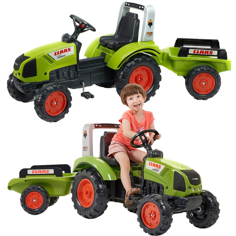 Traktor na pedały Claas duży z przyczepką od 3 lat, zabawka dla dzieci, FALK