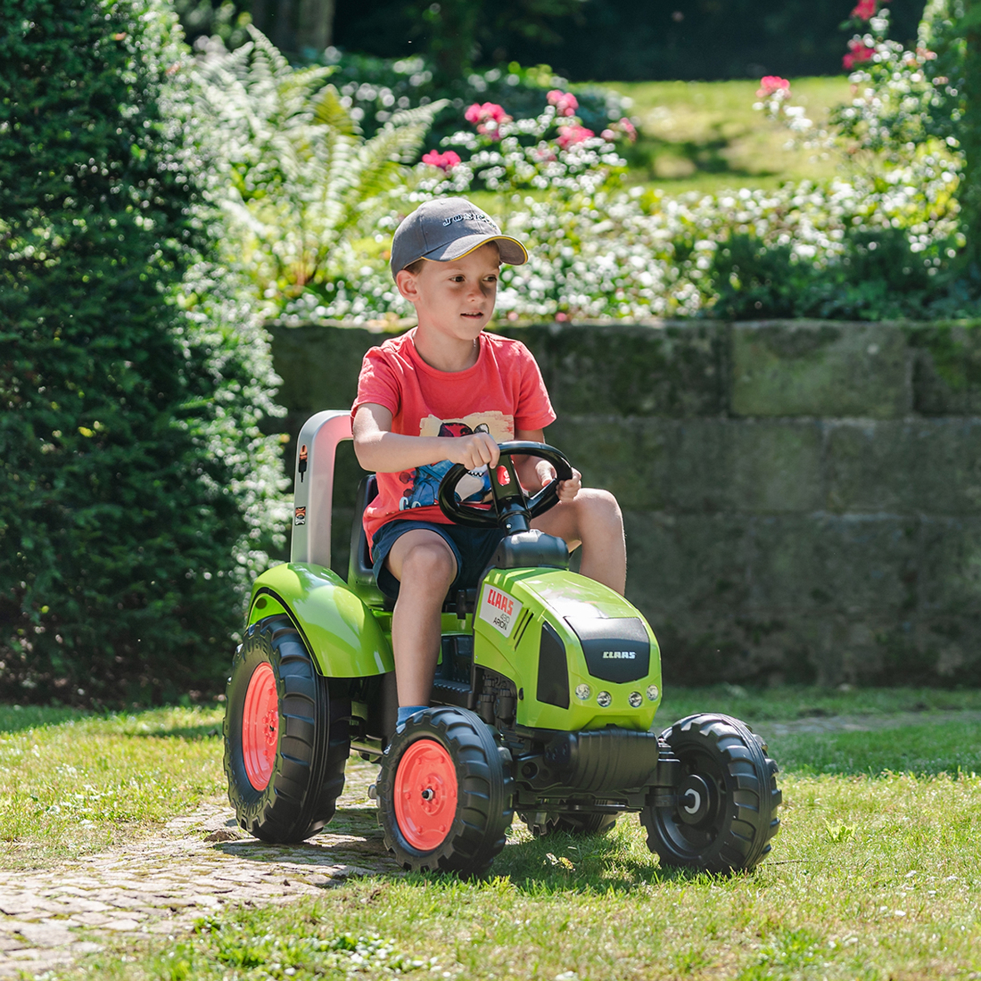 Traktor na pedały Claas duży z przyczepką od 3 lat, zabawka dla dzieci, FALK