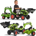 Traktor z przyczepą Claas arion - backhoe, łyżka + ładowarka, od 2 lat, zabawka dla dzieci, FALK