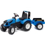 Traktor landini niebieski na pedały z przyczepką od 3 lat, zabawka dla dzieci, FALK