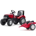 Traktor na pedały Case czerwony duży z przyczepką od 3 lat, zabawka dla dzieci, FALK