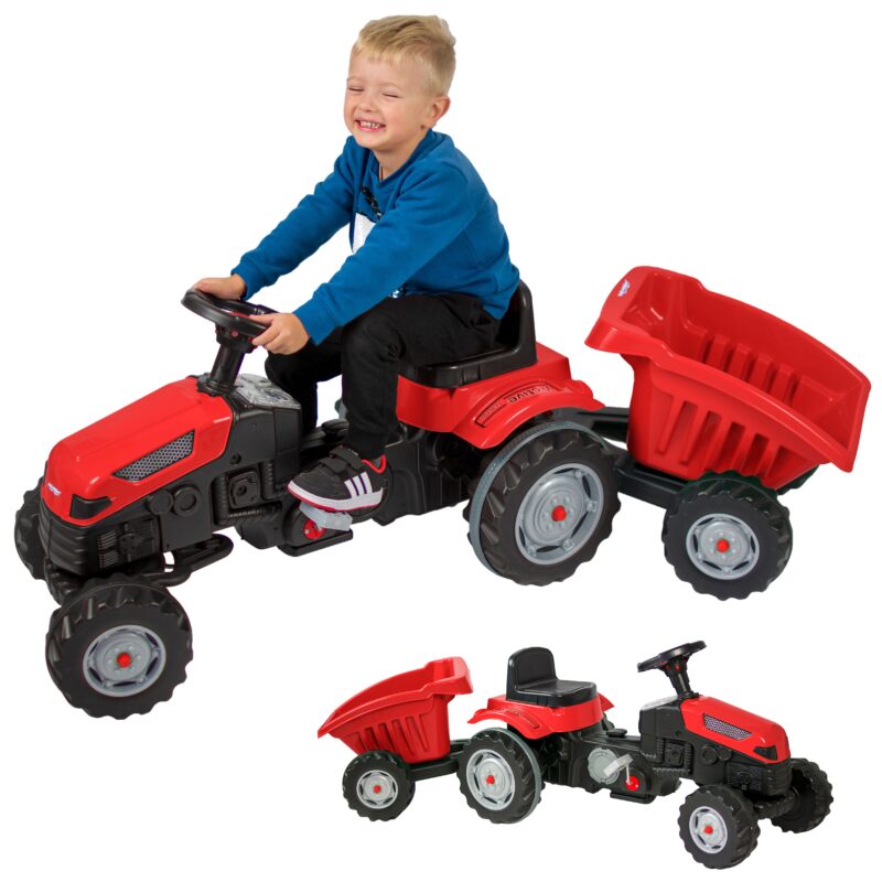 Traktor na pedały farmer gotrac mAXI z przyczepą ciche koła, zabawka dla dzieci, Woopie