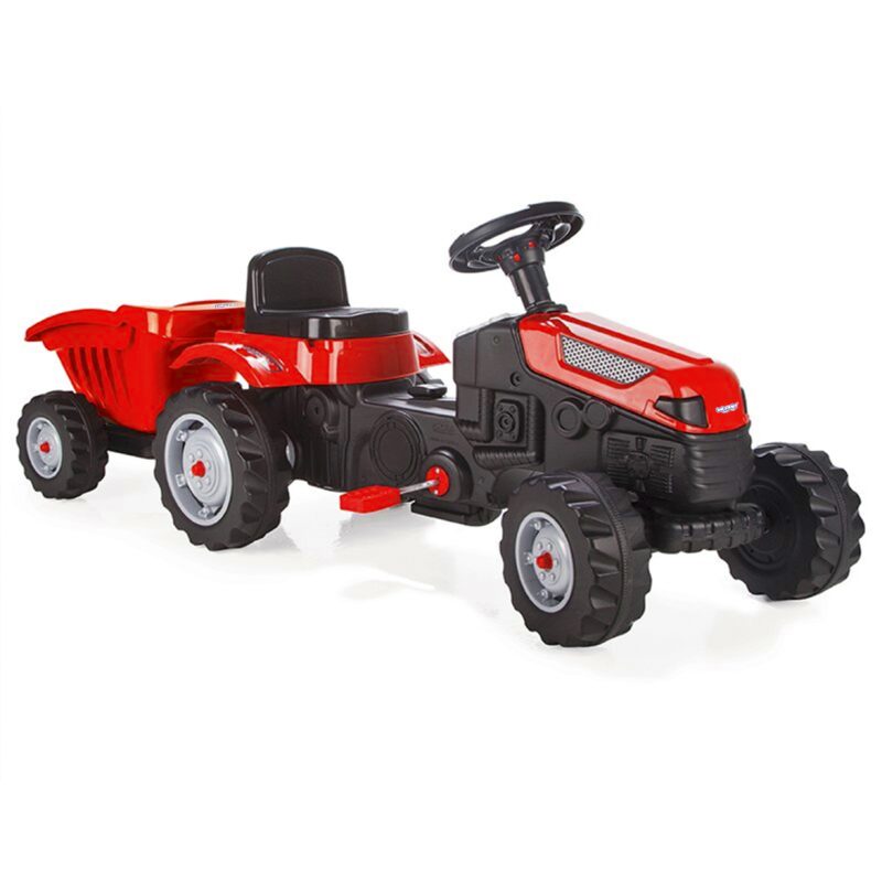 Traktor na pedały farmer gotrac mAXI z przyczepą ciche koła, zabawka dla dzieci, Woopie