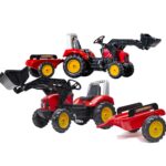 Traktor red supercharger na pedały z przyczepą od 3 lat, zabawka dla dzieci, FALK