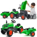 Traktorek x tractor zielony z przyczepką klakson od 2 lat, zabawka dla dzieci, FALK