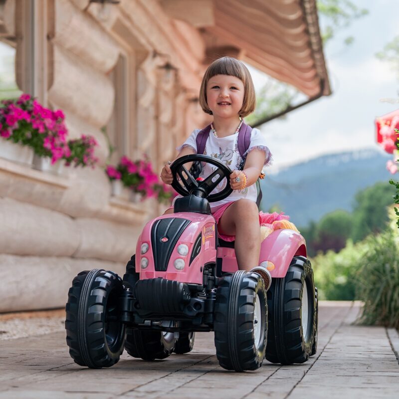 Traktor pink country star na pedały z przyczepką od 3 lat, zabawka dla dzieci, FALK