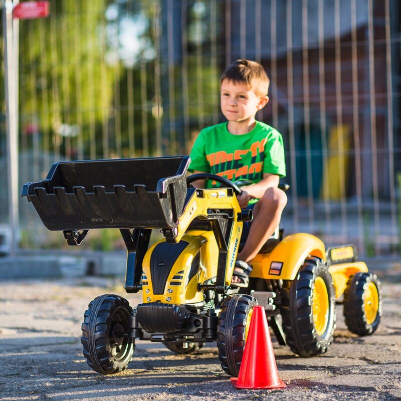 Traktor komatsu na pedały koparka łyżka przyczepka od 2 lat, zabawka dla dzieci, FALK