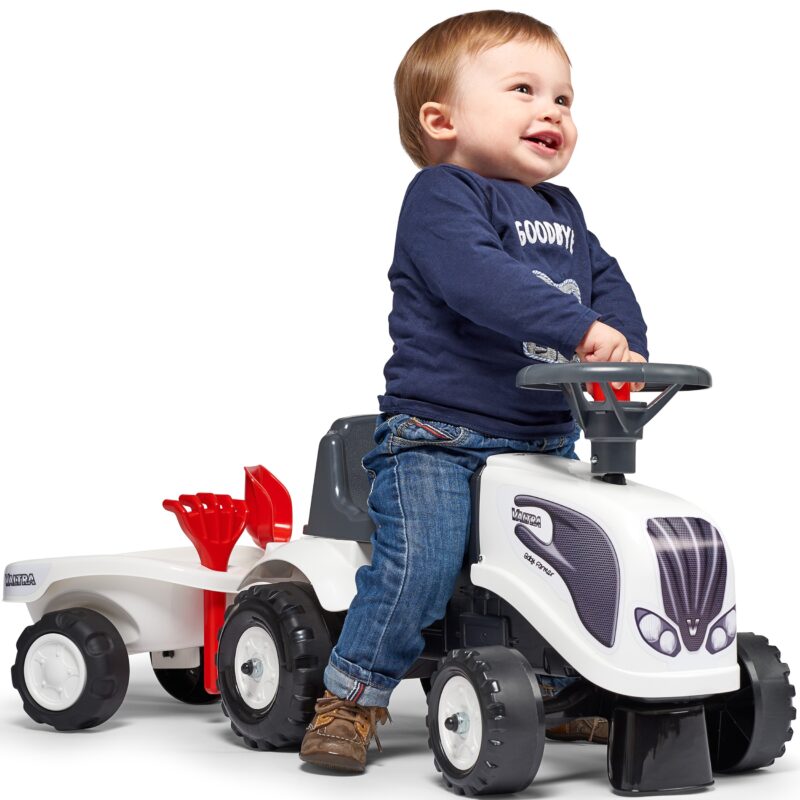 Traktorek baby valtra biały z przyczepką + akc. od 1 roku, zabawka dla dzieci, FALK