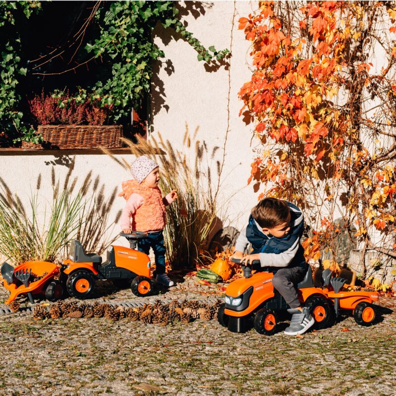 Traktorek kubota pomarańczowy z przyczepką + akc. od 1 roku, zabawka dla dzieci, FALK