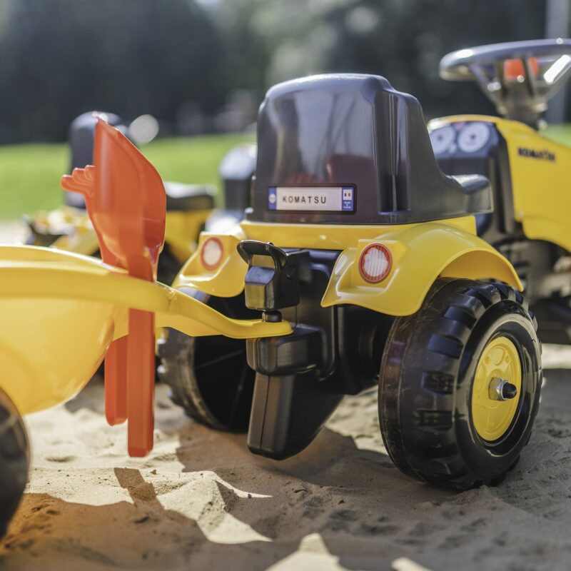 Traktorek baby komatsu żółty z przyczepką + akc. od 1 roku, zabawka dla dzieci, FALK