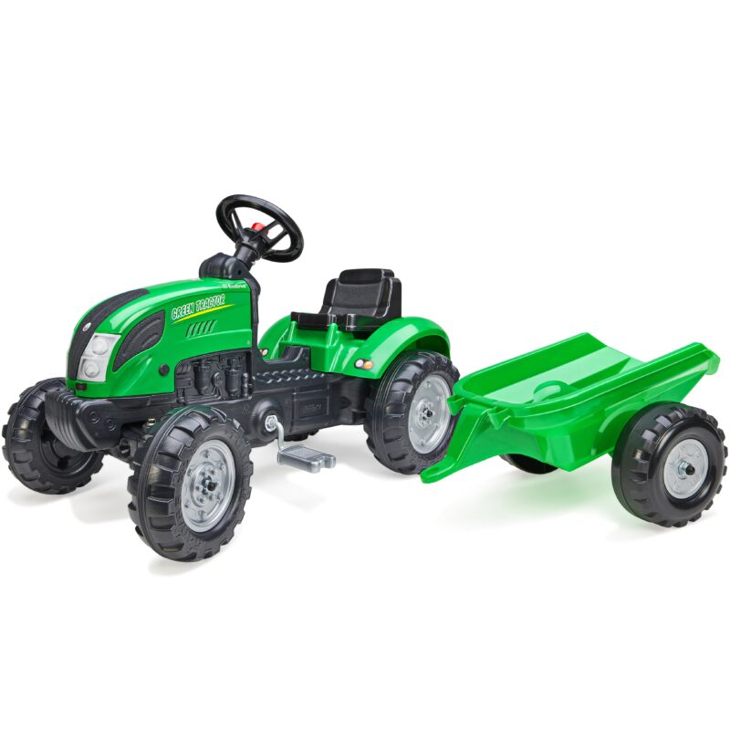 Traktor zielony na pedały + przyczepa i klakson od 2 lat., zabawka dla dzieci, FALK
