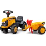 Traktorek jcb pomarańćzowy z przyczepką od 1 roku, zabawka dla dzieci, FALK