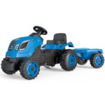 Traktor xl z przyczepką - niebieski, na pedały, zabawka dla dzieci, Smoby