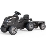 Traktor xl z przyczepką - czarny, na pedały, zabawka dla dzieci, Smoby