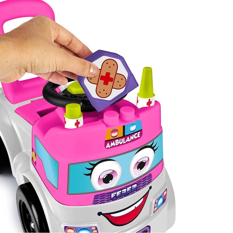 Jeździk pchacz chodzik samochód ambulans schowek 3w1, zabawka dla dzieci, Feber