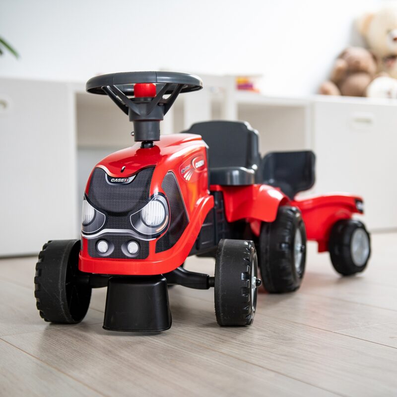 Traktorek baby Case ih ride-on - czerwony, z przyczepką + akcesoria od 12 miesięcy, zabawka dla dzieci, FALK