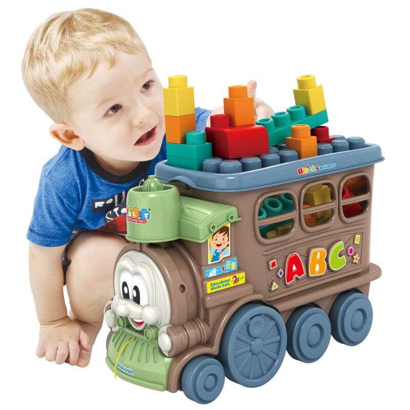 Duży pociąg kolejka ciuchcia klocki, zabawka dla dzieci, Woopie