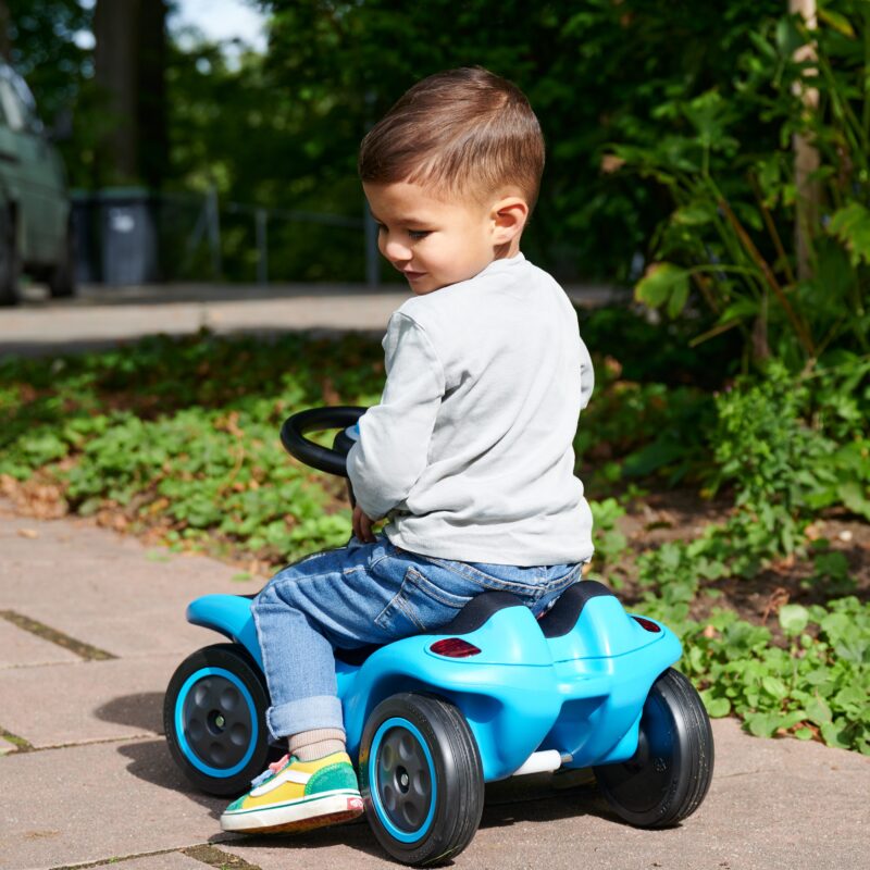 Jeździk next blue bobby car z klaksonem i światłami, zabawka dla dzieci, Big