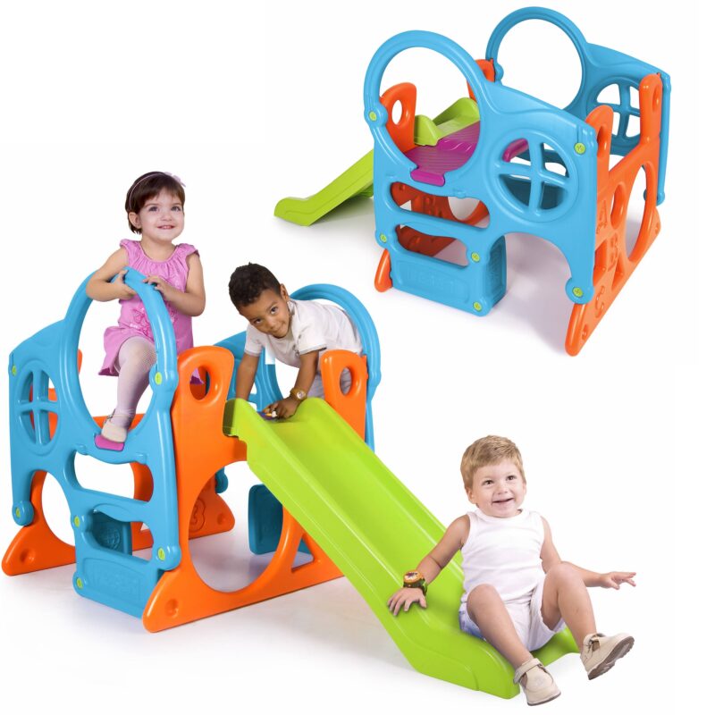 Duży plac zabaw activity center zjeżdżalnia 100 cm ścianka wspinaczkowa kształty, zabawka dla dzieci, Feber