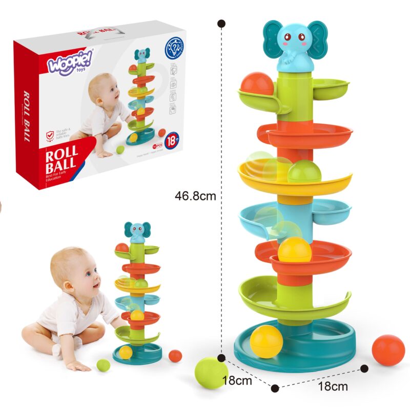 Baby kulodrom tor kulkowy zestaw spirala + 3 kulki, zabawka dla dzieci, Woopie