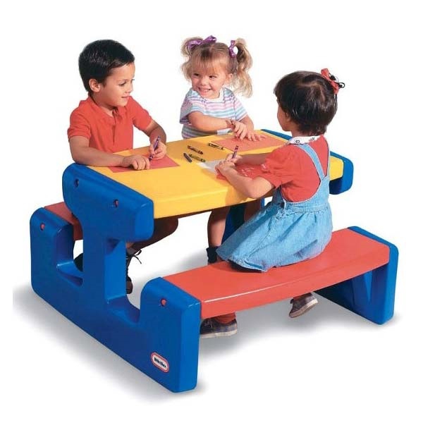 Ogromny stół piknikowy stolik niebieski, zabawka dla dzieci, Little Tikes