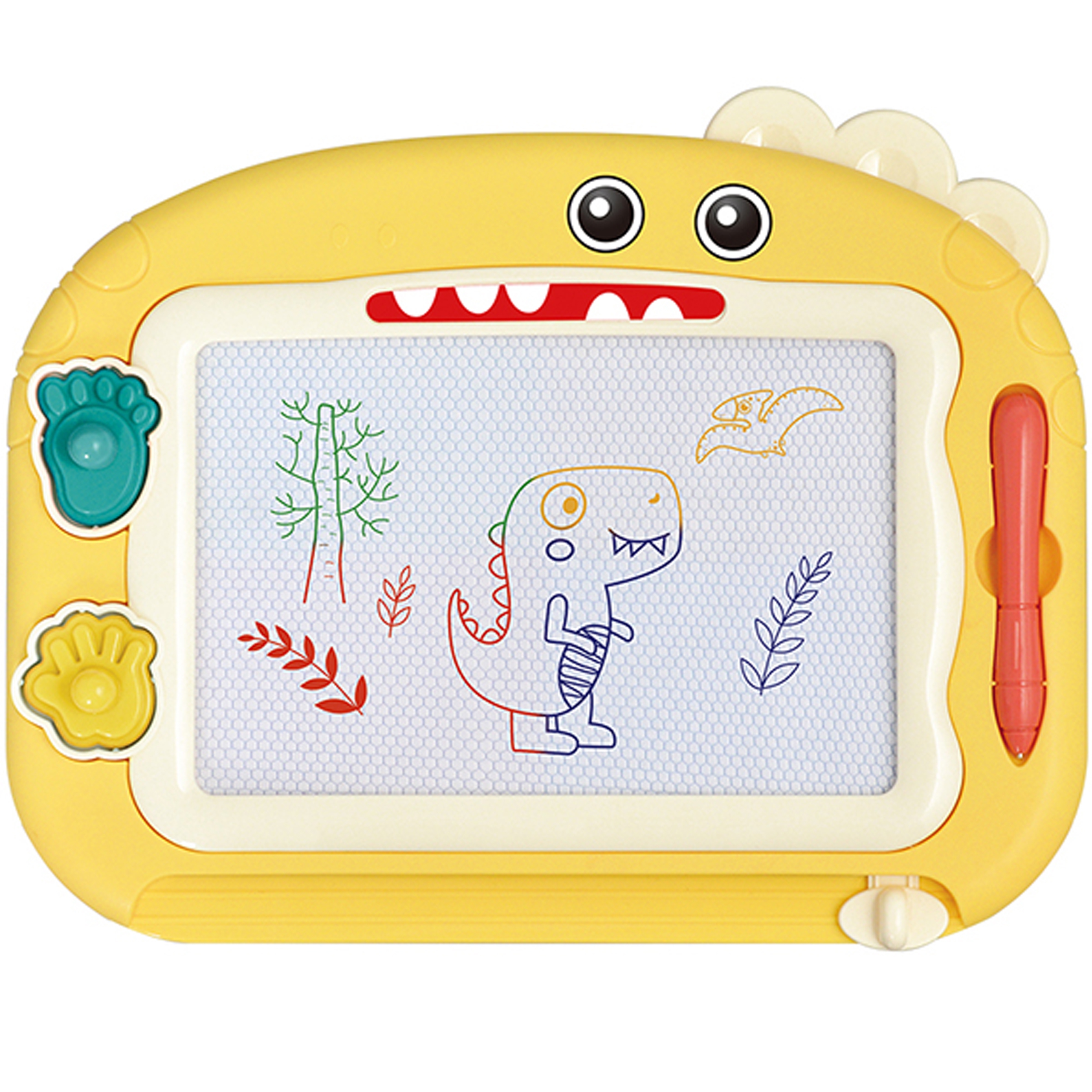Znikopis tablica magnetyczna kolorowa + 2 STEMpelki dinozaur, zabawka dla dzieci, Woopie