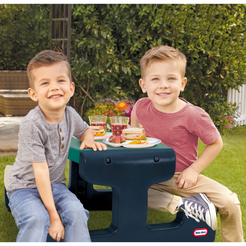 Stolik piknikowy dla dzieci niebiesko-zielony do ogrodu, zabawka dla dzieci, Little Tikes