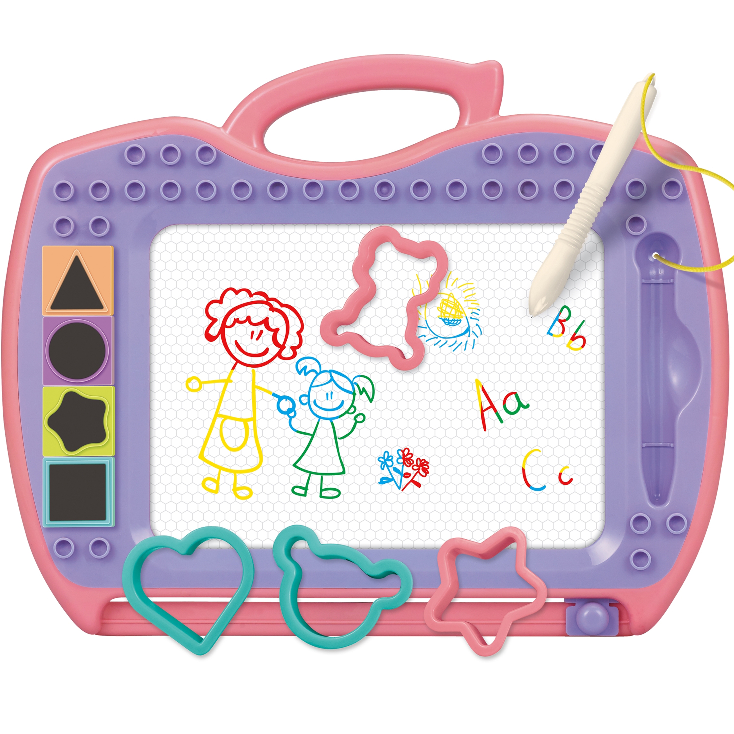 Znikopis tablica magnetyczna kolorowa + STEMpelki + wzory, zabawka dla dzieci, Woopie