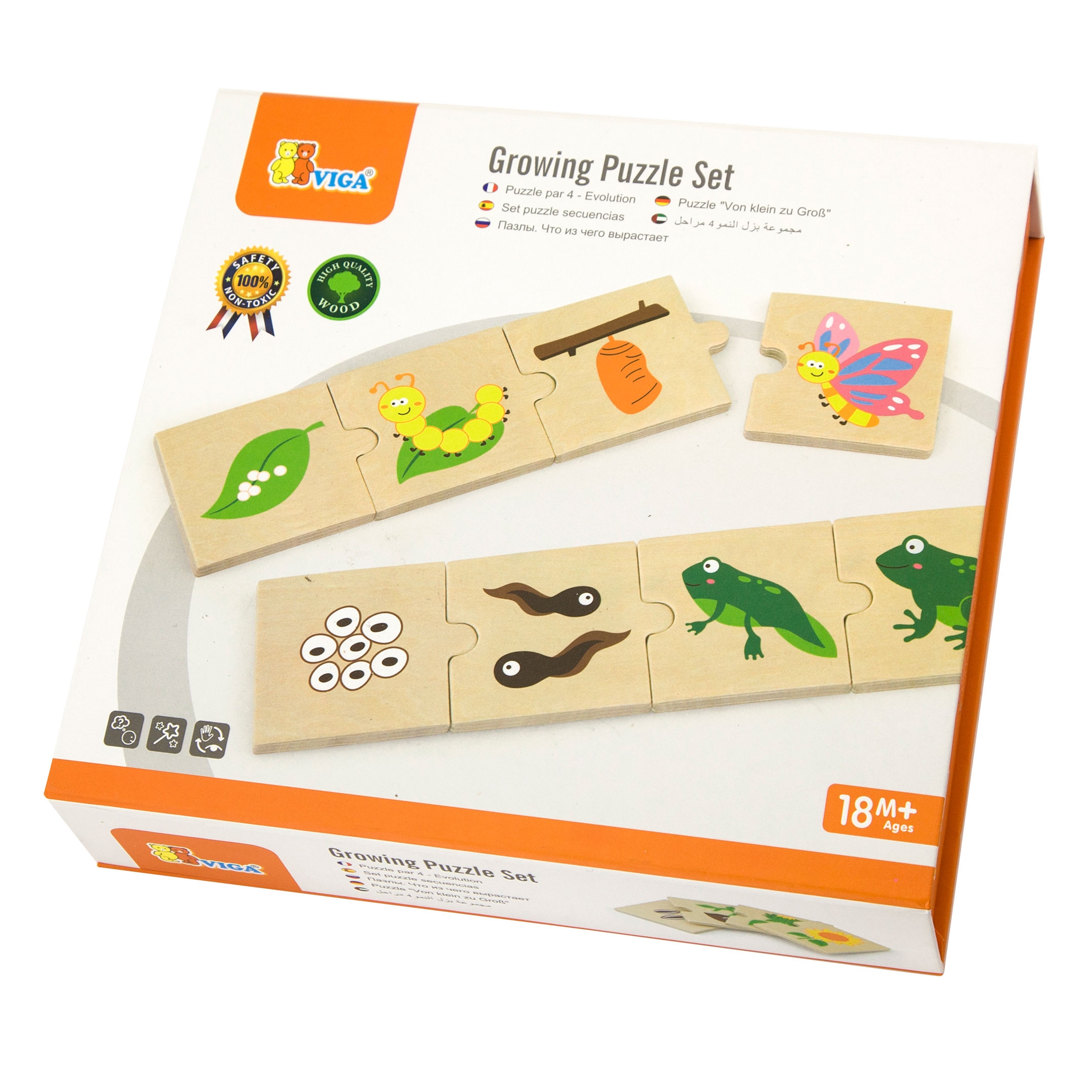 Drewniane puzzle rosnące zwierzątka i rośliny Viga Toys, zabawka dla dzieci