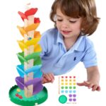 Drewniana kolorowa wieża wirująca dla dzieci, zabawka dla dzieci, Tooky Toy