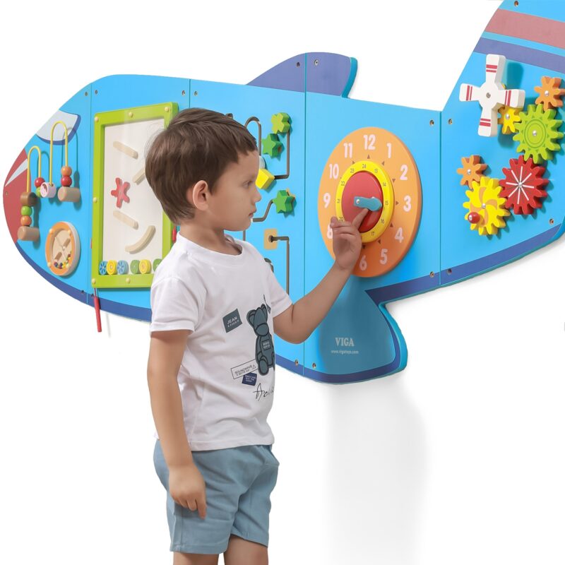Sensoryczna edukacyjna tablica drewniana manipulacyjna Viga samolot Montessori, zabawka dla dzieci