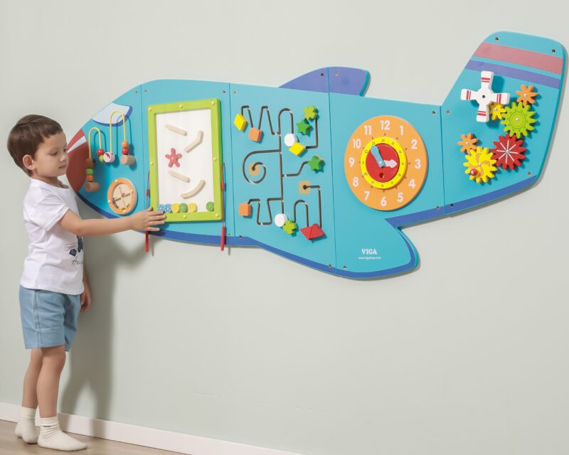 Sensoryczna edukacyjna tablica drewniana manipulacyjna Viga samolot Montessori, zabawka dla dzieci