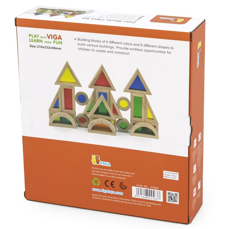 Drewniane kolorowe klocki zestaw 24 elementy, zabawka dla dzieci, Viga
