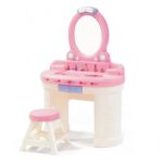 Toaletka dla dziewczynki z lustrem z oświetleniem biało-różowa, zabawka dla dzieci, Step2