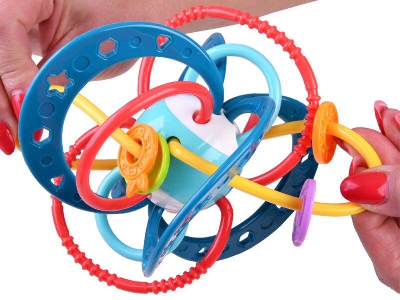 Baby zabawka sensoryczna 2w1 gryzak grzechotka Montessori, zabawka dla dzieci, Woopie