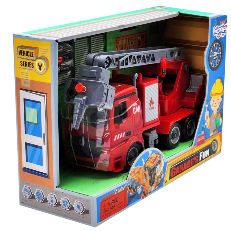 Zestaw konstrukcyjny klocki wóz strażacki + śrubokręt, zabawka dla dzieci, Woopie