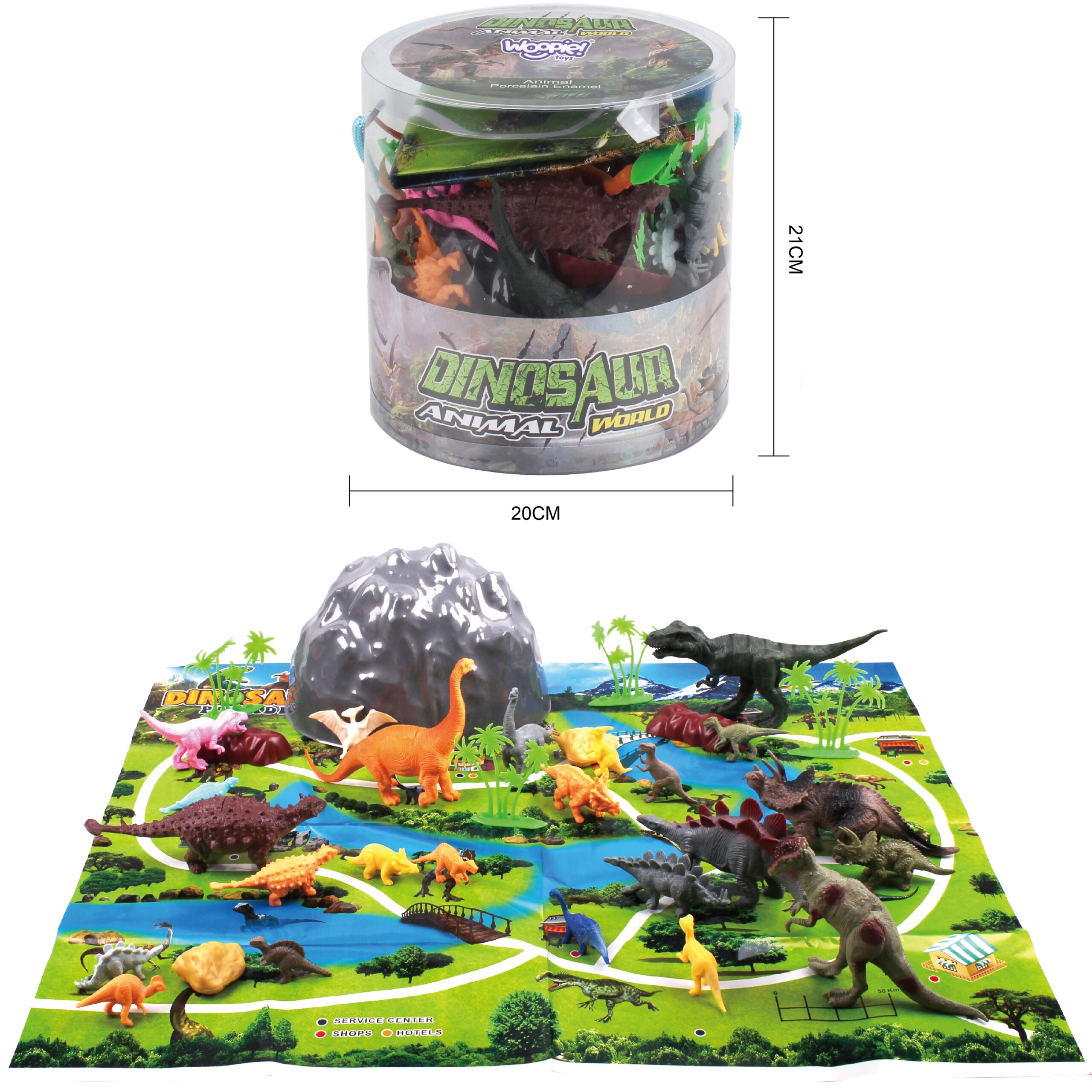 Zestaw figurki dinozaury 34 szt., zabawka dla dzieci, Woopie