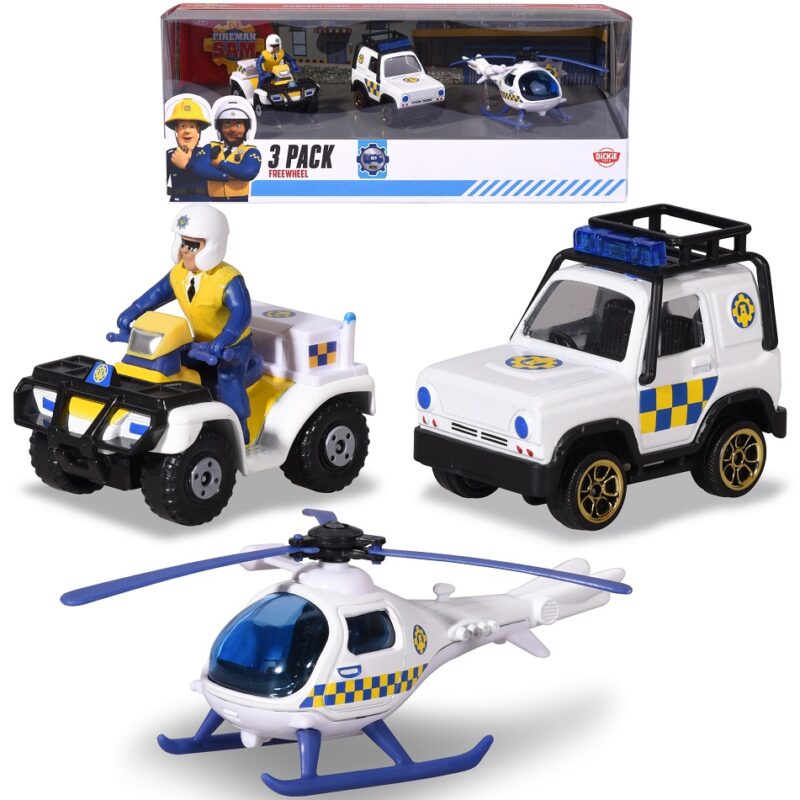 Strażak sam, radiowóz + quad + helikopter, zabawka dla dzieci Dickie