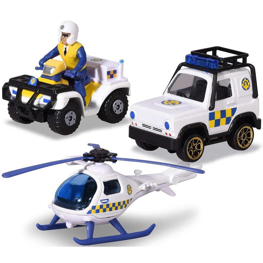 Strażak sam, radiowóz + quad + helikopter, zabawka dla dzieci Dickie