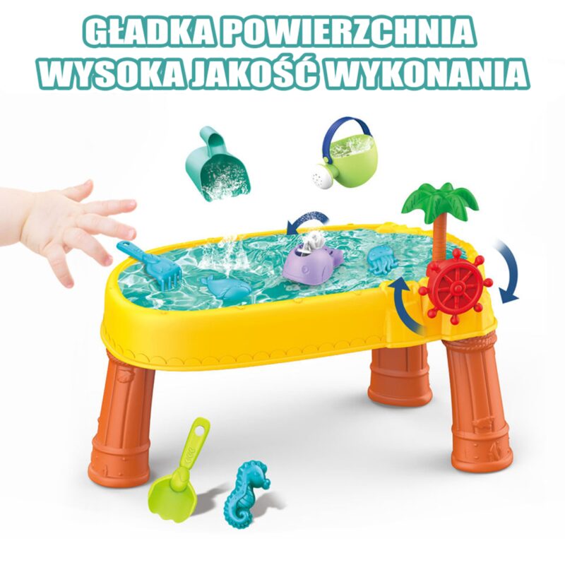 Stolik wodny 2w1 piaskownica statek piracki 8 akc., zabawka dla dzieci, Woopie