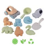 Green zestaw do piasku z samodzikiem 10 el. biodegradowalny organiczny materiał, zabawka dla dzieci, Woopie